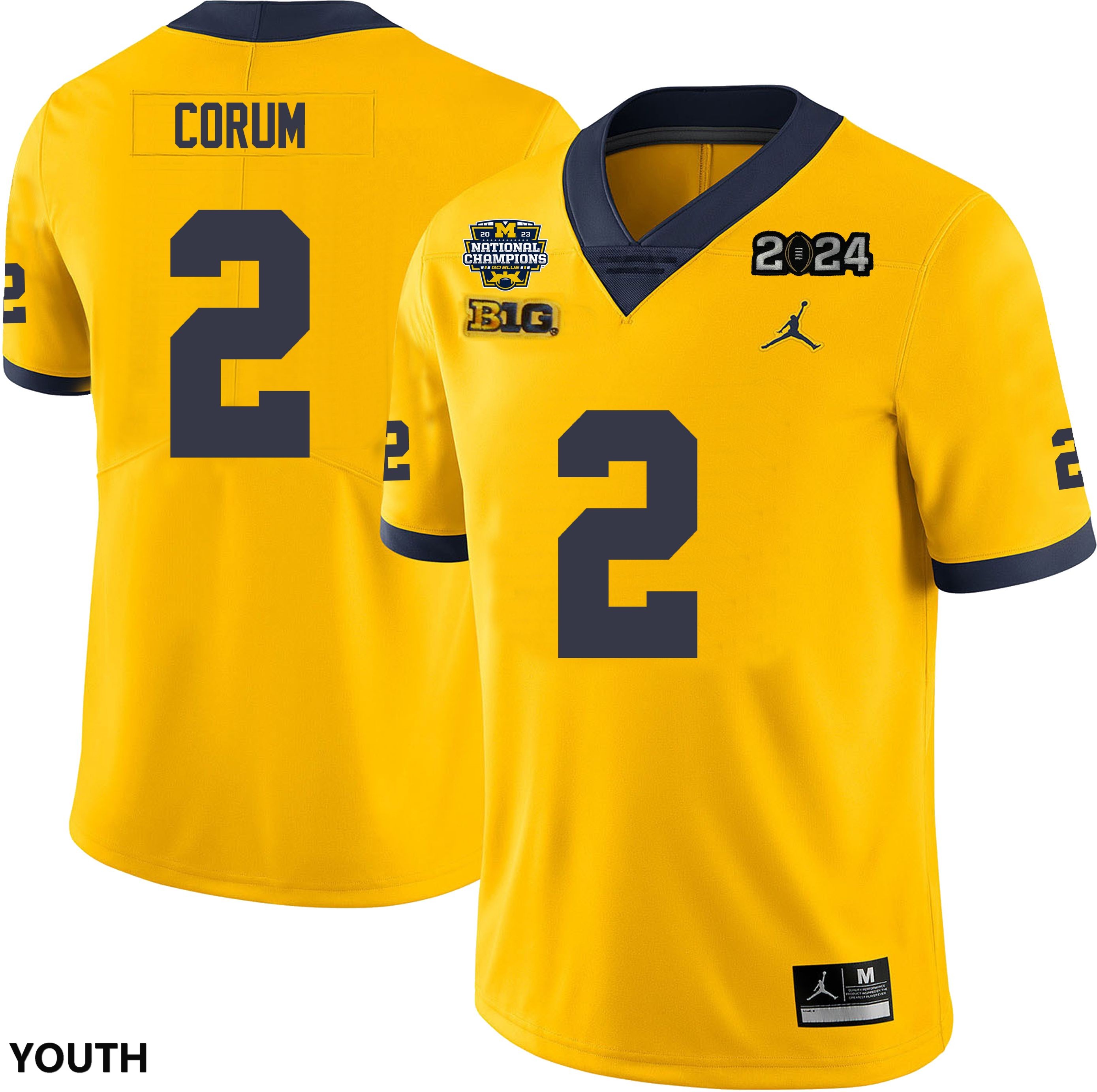 Youth NCAA Michigan Wolverines Blake Corum #2 Maize National Champions Stitched College Football Jersey TT252F8JE